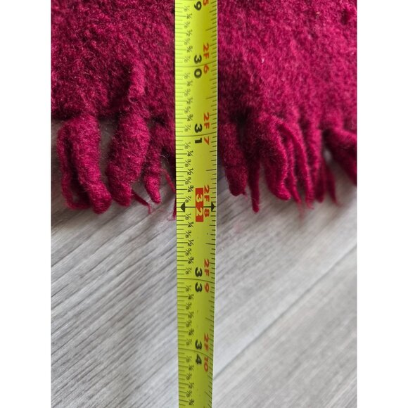 Cisco Handwoven Burgundy Wool Scarf With Fringe - Picture 4 of 5